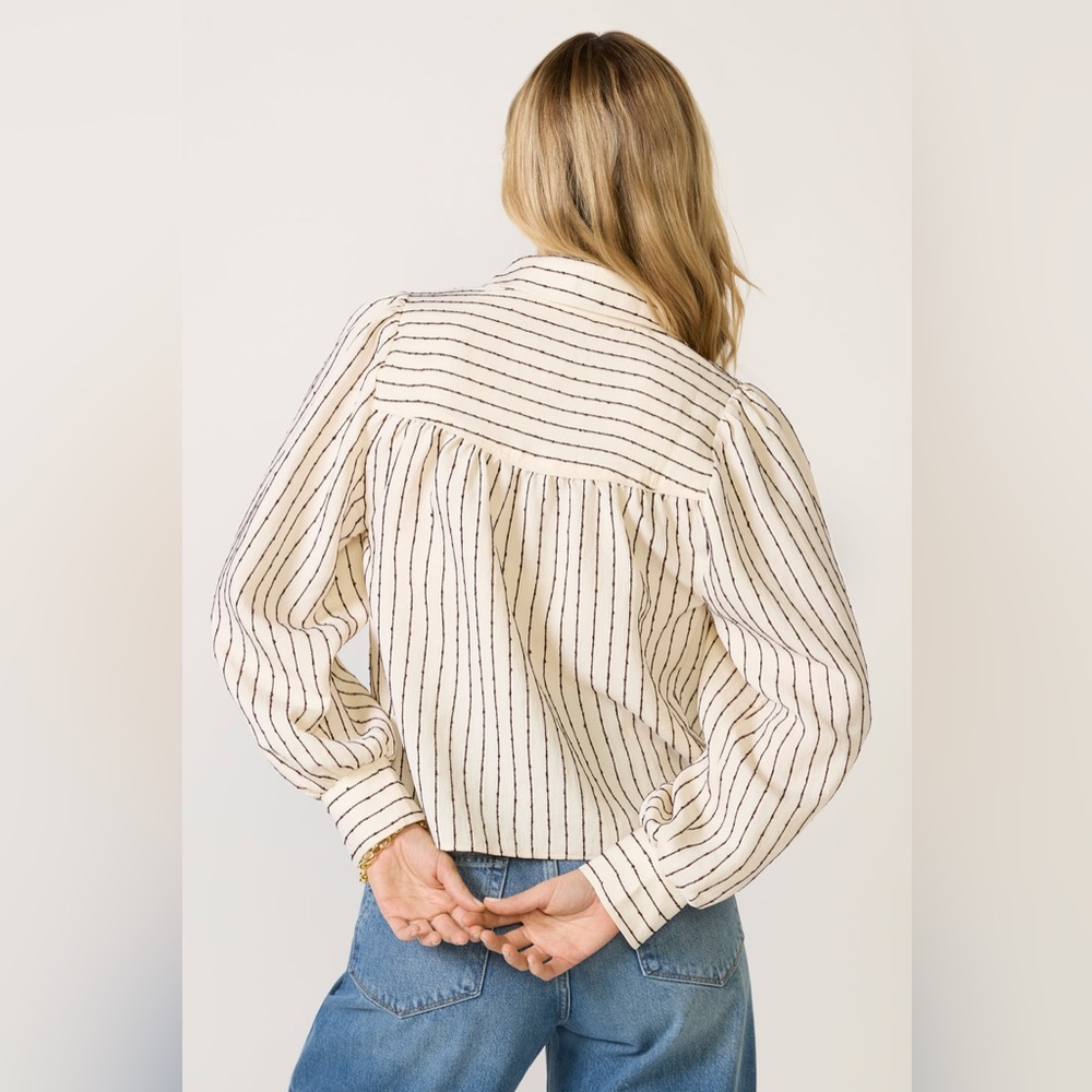 Evereve Sadie Slub Stripe Shirt Small - Picture 2 of 8